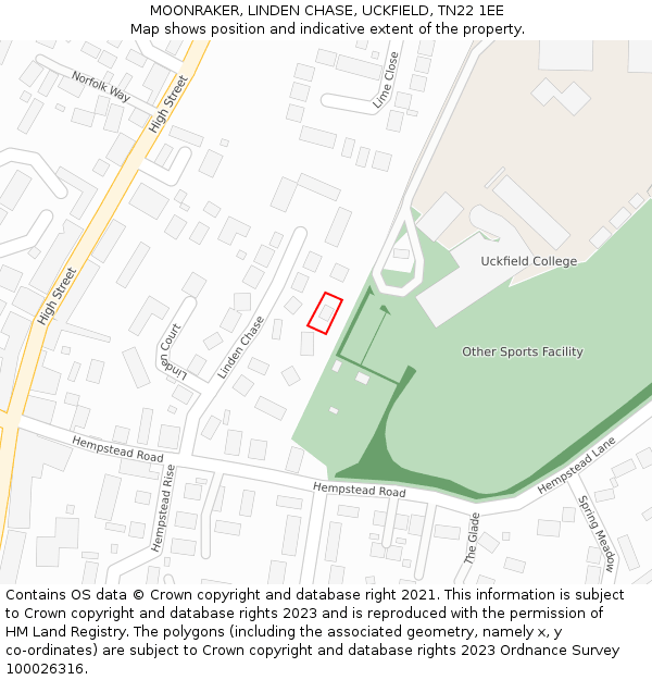 MOONRAKER, LINDEN CHASE, UCKFIELD, TN22 1EE: Location map and indicative extent of plot