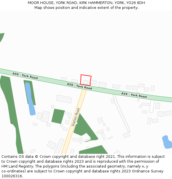 MOOR HOUSE, YORK ROAD, KIRK HAMMERTON, YORK, YO26 8DH: Location map and indicative extent of plot