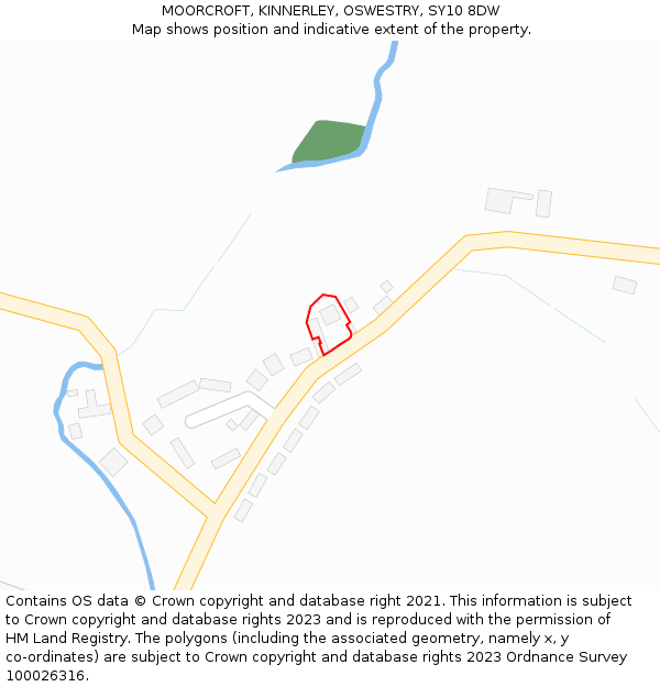 MOORCROFT, KINNERLEY, OSWESTRY, SY10 8DW: Location map and indicative extent of plot