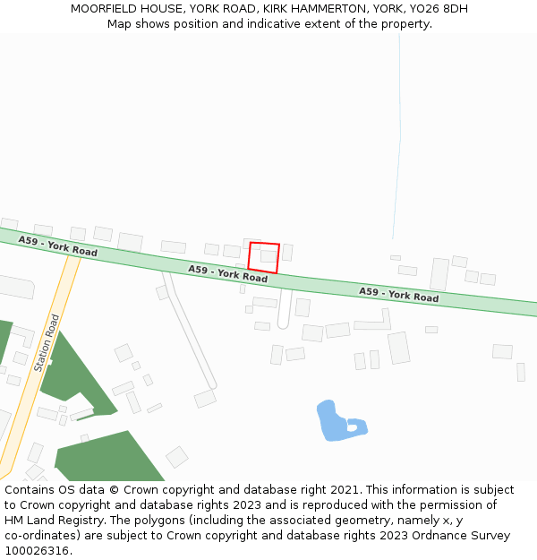 MOORFIELD HOUSE, YORK ROAD, KIRK HAMMERTON, YORK, YO26 8DH: Location map and indicative extent of plot