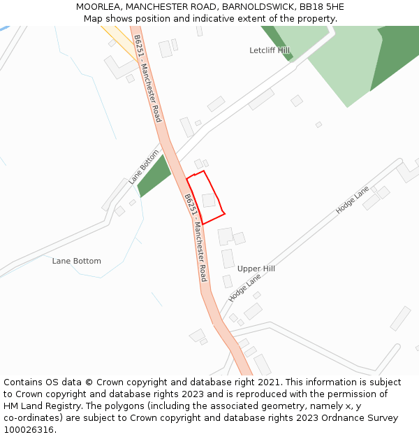 MOORLEA, MANCHESTER ROAD, BARNOLDSWICK, BB18 5HE: Location map and indicative extent of plot