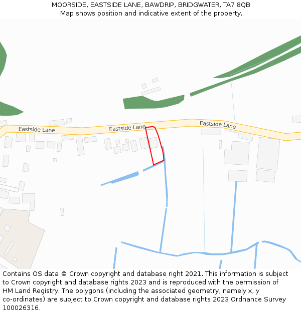 MOORSIDE, EASTSIDE LANE, BAWDRIP, BRIDGWATER, TA7 8QB: Location map and indicative extent of plot