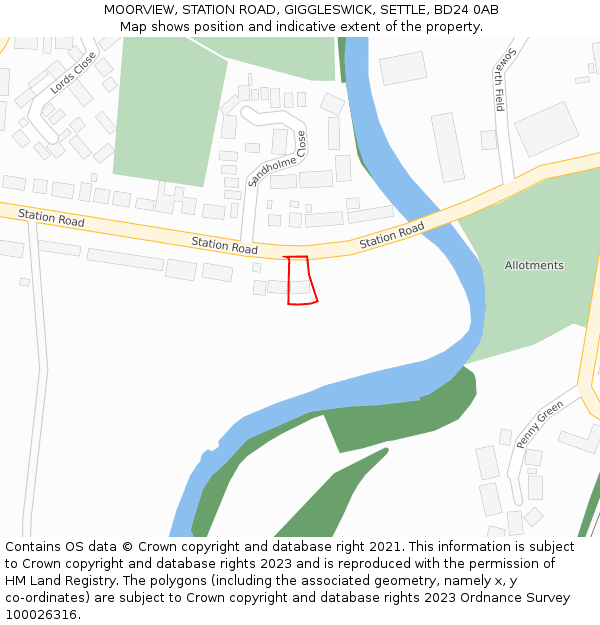 MOORVIEW, STATION ROAD, GIGGLESWICK, SETTLE, BD24 0AB: Location map and indicative extent of plot