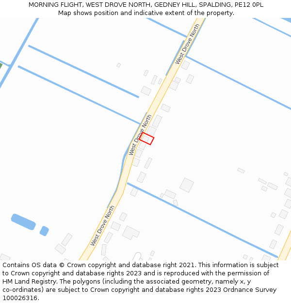 MORNING FLIGHT, WEST DROVE NORTH, GEDNEY HILL, SPALDING, PE12 0PL: Location map and indicative extent of plot