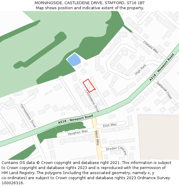 MORNINGSIDE, CASTLEDENE DRIVE, STAFFORD, ST16 1BT: Location map and indicative extent of plot