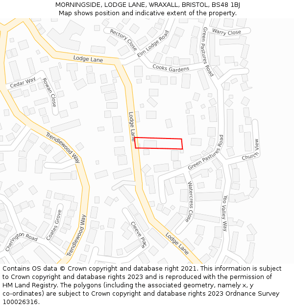 MORNINGSIDE, LODGE LANE, WRAXALL, BRISTOL, BS48 1BJ: Location map and indicative extent of plot