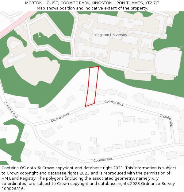MORTON HOUSE, COOMBE PARK, KINGSTON UPON THAMES, KT2 7JB: Location map and indicative extent of plot