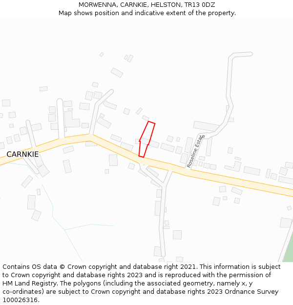MORWENNA, CARNKIE, HELSTON, TR13 0DZ: Location map and indicative extent of plot