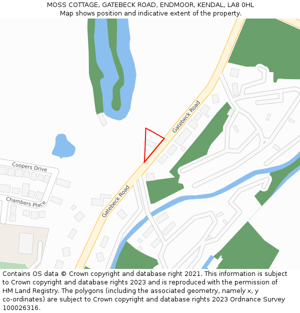 MOSS COTTAGE, GATEBECK ROAD, ENDMOOR, KENDAL, LA8 0HL: Location map and indicative extent of plot