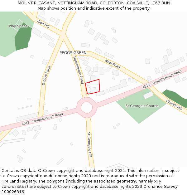 MOUNT PLEASANT, NOTTINGHAM ROAD, COLEORTON, COALVILLE, LE67 8HN: Location map and indicative extent of plot