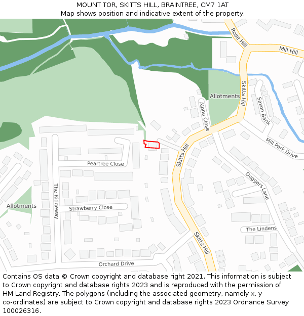 MOUNT TOR, SKITTS HILL, BRAINTREE, CM7 1AT: Location map and indicative extent of plot