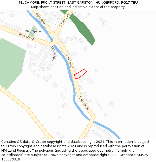 MUCHMORE, FRONT STREET, EAST GARSTON, HUNGERFORD, RG17 7EU: Location map and indicative extent of plot