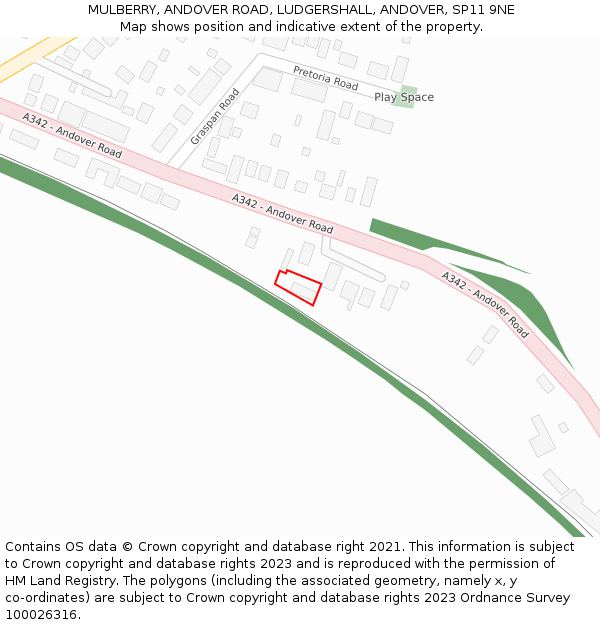 MULBERRY, ANDOVER ROAD, LUDGERSHALL, ANDOVER, SP11 9NE: Location map and indicative extent of plot