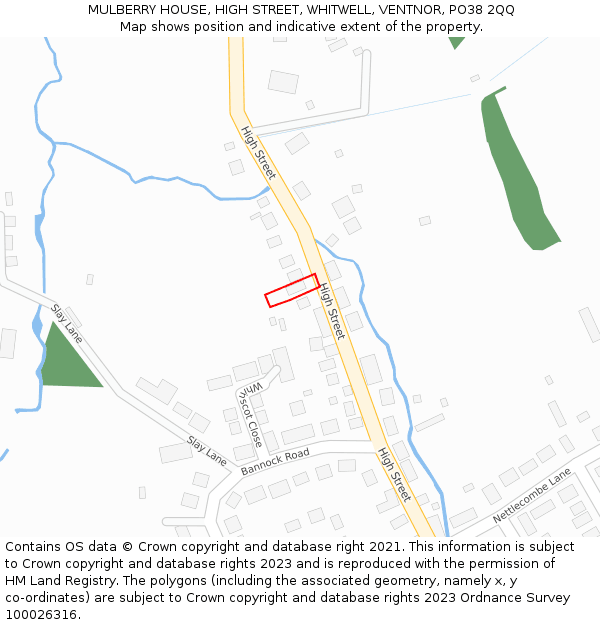 MULBERRY HOUSE, HIGH STREET, WHITWELL, VENTNOR, PO38 2QQ: Location map and indicative extent of plot