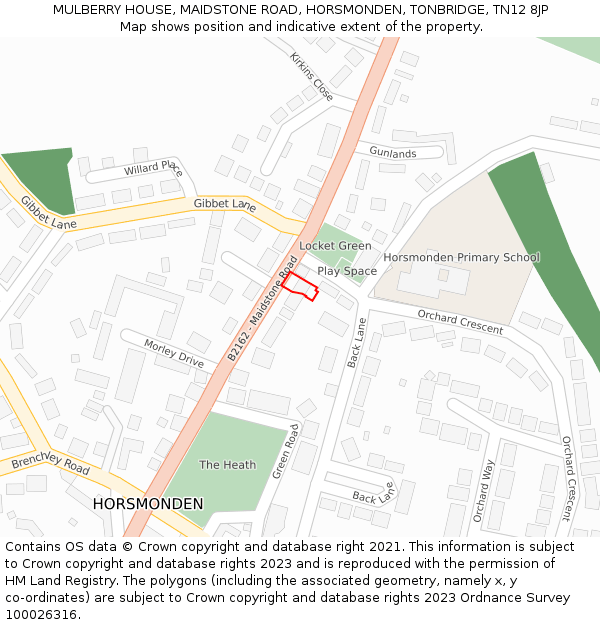 MULBERRY HOUSE, MAIDSTONE ROAD, HORSMONDEN, TONBRIDGE, TN12 8JP: Location map and indicative extent of plot