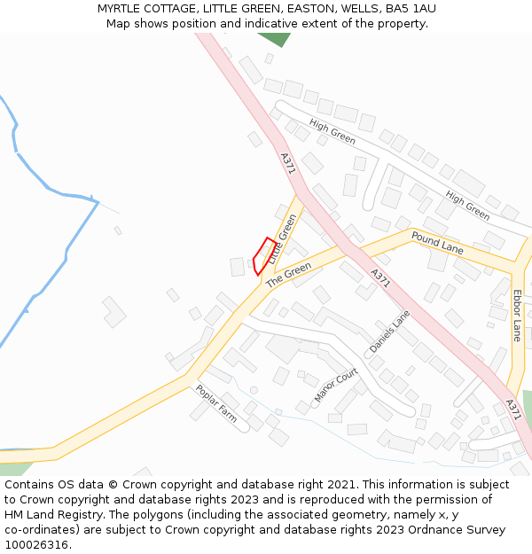 MYRTLE COTTAGE, LITTLE GREEN, EASTON, WELLS, BA5 1AU: Location map and indicative extent of plot