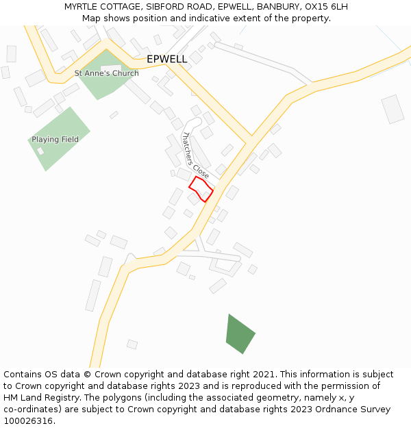 MYRTLE COTTAGE, SIBFORD ROAD, EPWELL, BANBURY, OX15 6LH: Location map and indicative extent of plot