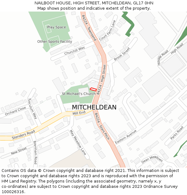 NAILBOOT HOUSE, HIGH STREET, MITCHELDEAN, GL17 0HN: Location map and indicative extent of plot