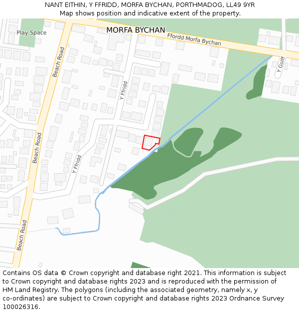 NANT EITHIN, Y FFRIDD, MORFA BYCHAN, PORTHMADOG, LL49 9YR: Location map and indicative extent of plot