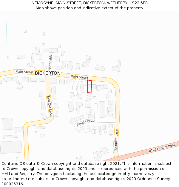 NEMOSYNE, MAIN STREET, BICKERTON, WETHERBY, LS22 5ER: Location map and indicative extent of plot