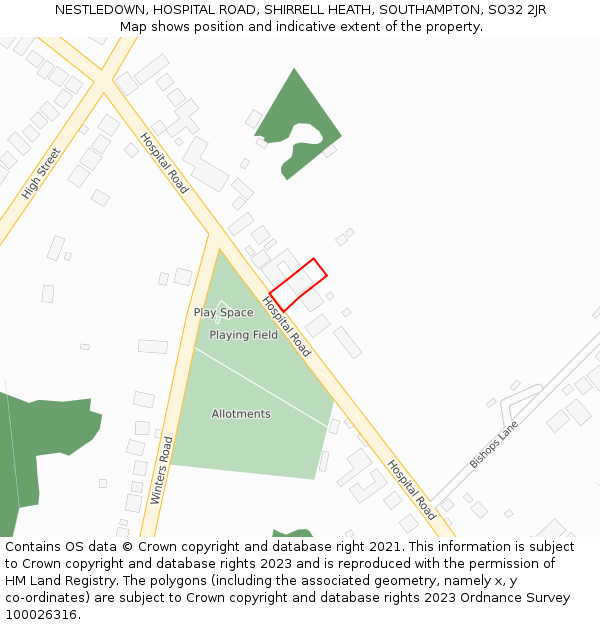 NESTLEDOWN, HOSPITAL ROAD, SHIRRELL HEATH, SOUTHAMPTON, SO32 2JR: Location map and indicative extent of plot