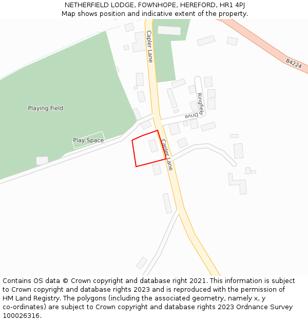 NETHERFIELD LODGE, FOWNHOPE, HEREFORD, HR1 4PJ: Location map and indicative extent of plot