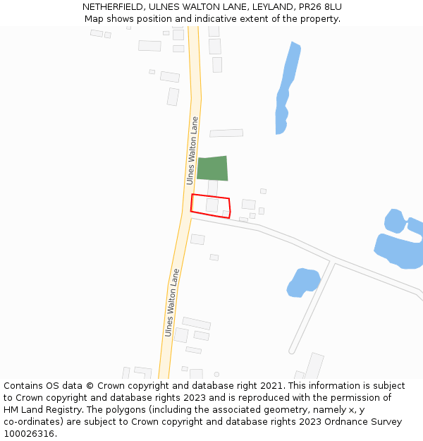 NETHERFIELD, ULNES WALTON LANE, LEYLAND, PR26 8LU: Location map and indicative extent of plot