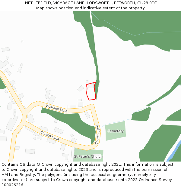 NETHERFIELD, VICARAGE LANE, LODSWORTH, PETWORTH, GU28 9DF: Location map and indicative extent of plot