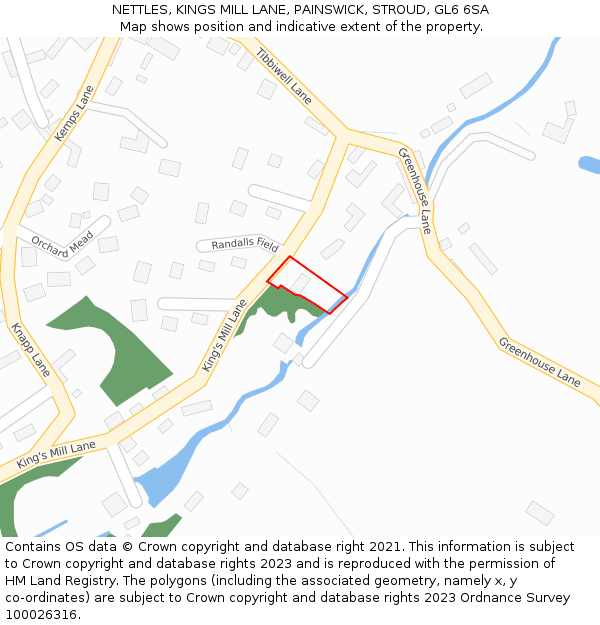NETTLES, KINGS MILL LANE, PAINSWICK, STROUD, GL6 6SA: Location map and indicative extent of plot