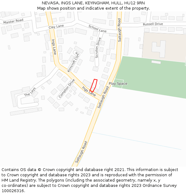 NEVASA, INGS LANE, KEYINGHAM, HULL, HU12 9RN: Location map and indicative extent of plot