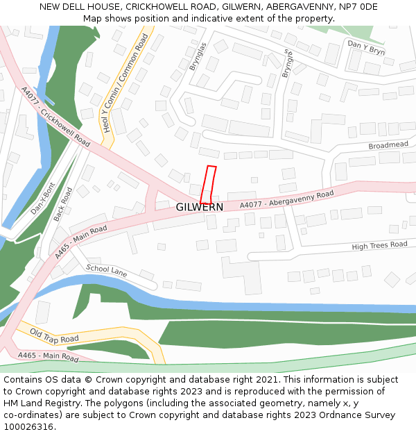 NEW DELL HOUSE, CRICKHOWELL ROAD, GILWERN, ABERGAVENNY, NP7 0DE: Location map and indicative extent of plot