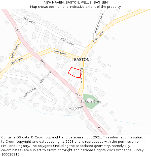 NEW HAVEN, EASTON, WELLS, BA5 1EH: Location map and indicative extent of plot