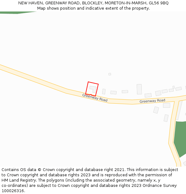 NEW HAVEN, GREENWAY ROAD, BLOCKLEY, MORETON-IN-MARSH, GL56 9BQ: Location map and indicative extent of plot