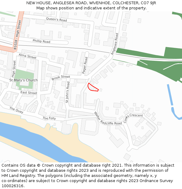 NEW HOUSE, ANGLESEA ROAD, WIVENHOE, COLCHESTER, CO7 9JR: Location map and indicative extent of plot
