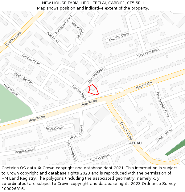 NEW HOUSE FARM, HEOL TRELAI, CARDIFF, CF5 5PH: Location map and indicative extent of plot
