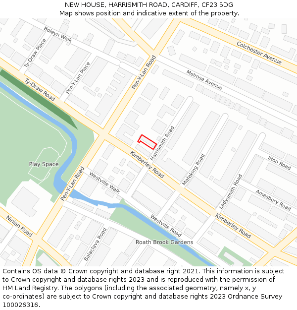 NEW HOUSE, HARRISMITH ROAD, CARDIFF, CF23 5DG: Location map and indicative extent of plot