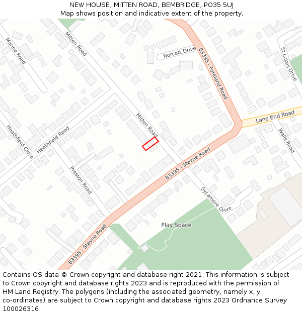 NEW HOUSE, MITTEN ROAD, BEMBRIDGE, PO35 5UJ: Location map and indicative extent of plot