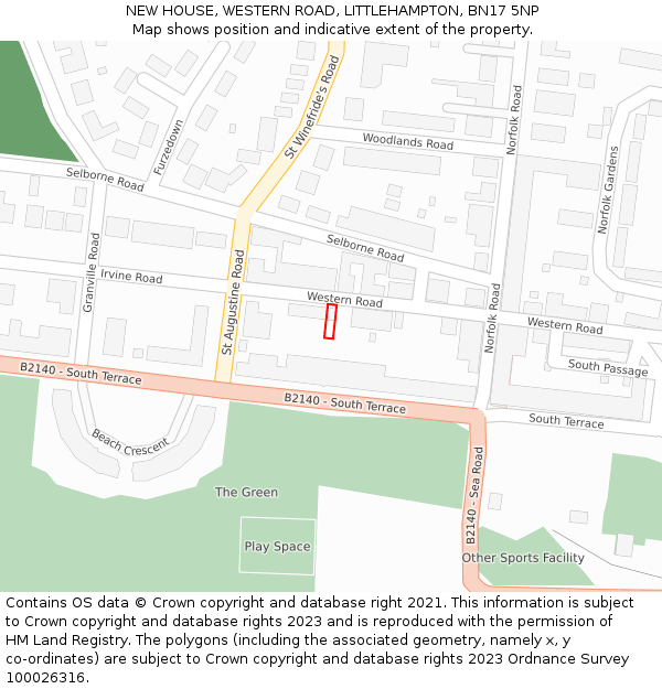 NEW HOUSE, WESTERN ROAD, LITTLEHAMPTON, BN17 5NP: Location map and indicative extent of plot