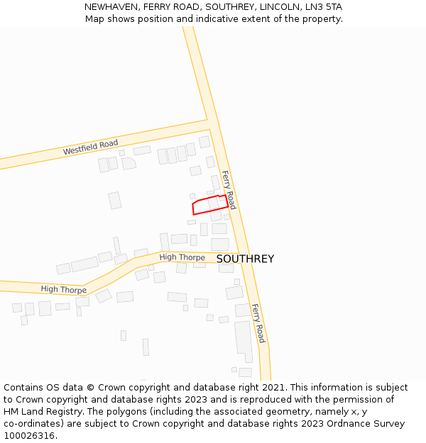 NEWHAVEN, FERRY ROAD, SOUTHREY, LINCOLN, LN3 5TA: Location map and indicative extent of plot