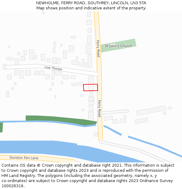 NEWHOLME, FERRY ROAD, SOUTHREY, LINCOLN, LN3 5TA: Location map and indicative extent of plot