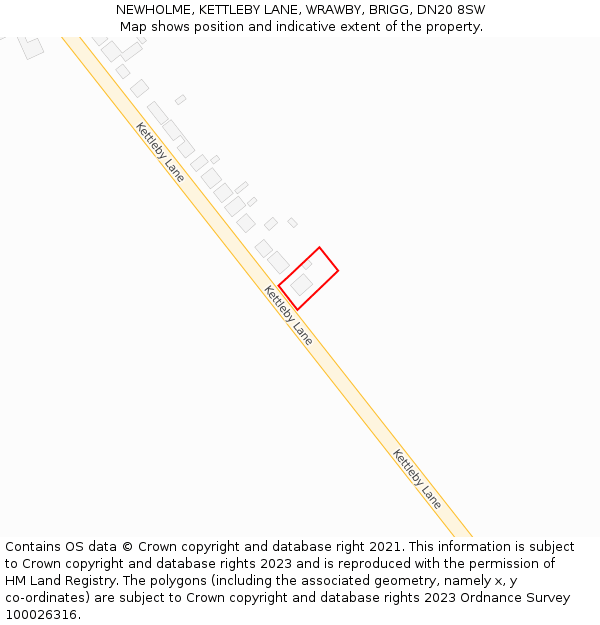 NEWHOLME, KETTLEBY LANE, WRAWBY, BRIGG, DN20 8SW: Location map and indicative extent of plot