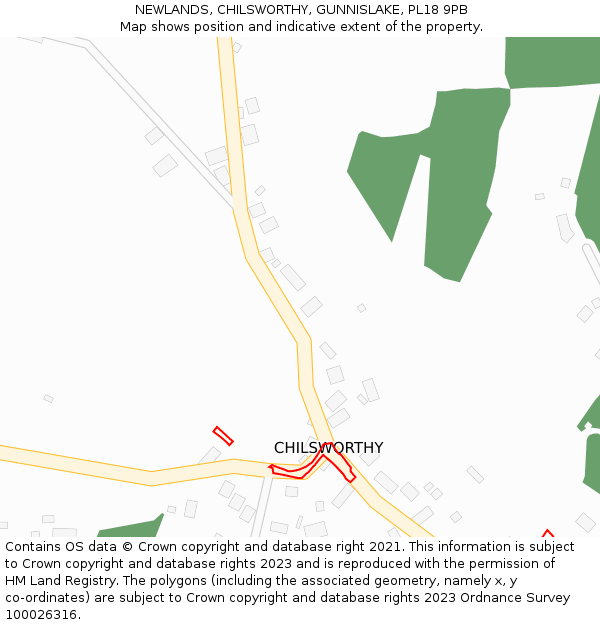 NEWLANDS, CHILSWORTHY, GUNNISLAKE, PL18 9PB: Location map and indicative extent of plot