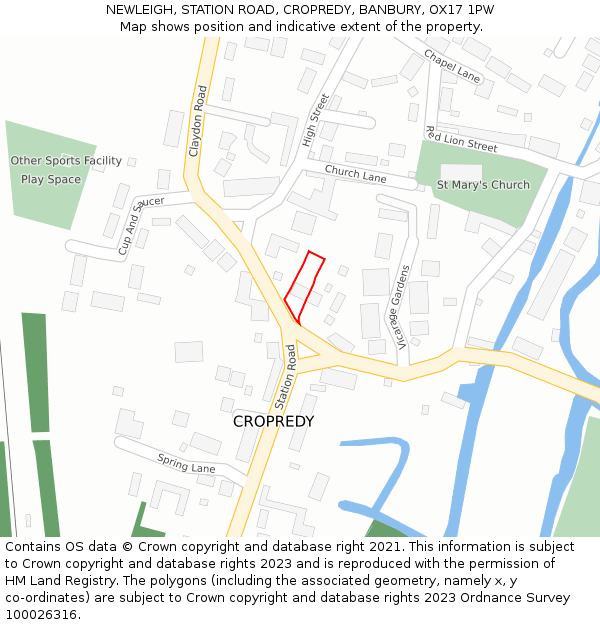 NEWLEIGH, STATION ROAD, CROPREDY, BANBURY, OX17 1PW: Location map and indicative extent of plot