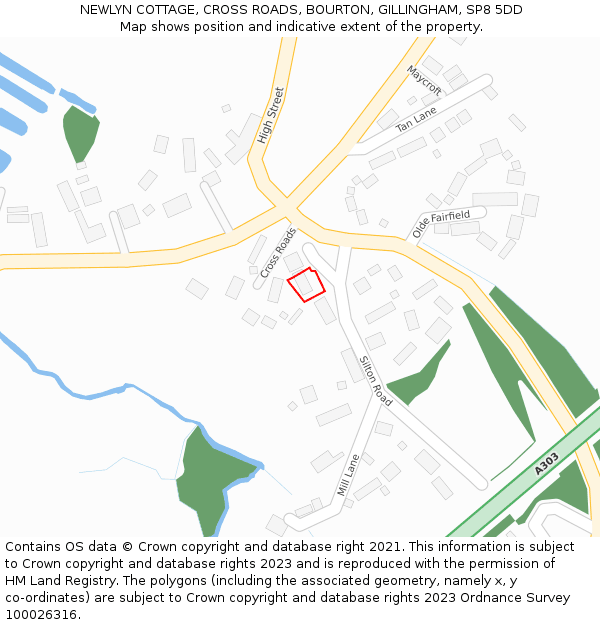 NEWLYN COTTAGE, CROSS ROADS, BOURTON, GILLINGHAM, SP8 5DD: Location map and indicative extent of plot