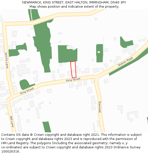 NEWMARICK, KING STREET, EAST HALTON, IMMINGHAM, DN40 3PY: Location map and indicative extent of plot