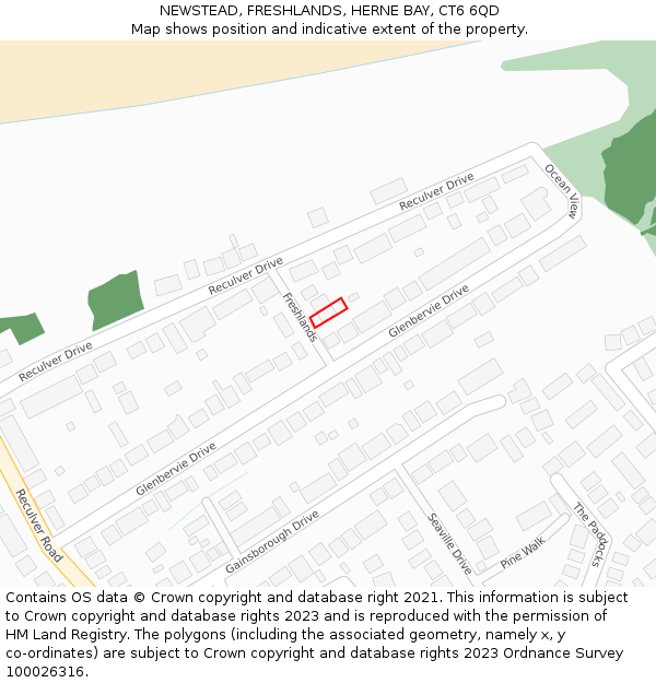 NEWSTEAD, FRESHLANDS, HERNE BAY, CT6 6QD: Location map and indicative extent of plot