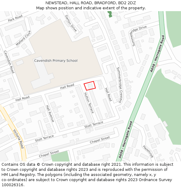 NEWSTEAD, HALL ROAD, BRADFORD, BD2 2DZ: Location map and indicative extent of plot