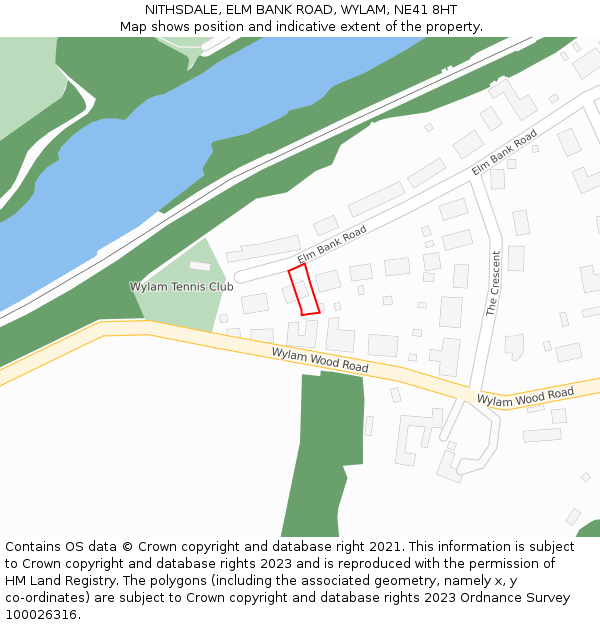 NITHSDALE, ELM BANK ROAD, WYLAM, NE41 8HT: Location map and indicative extent of plot