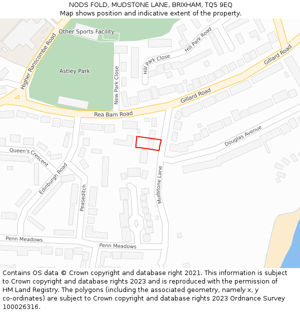 NODS FOLD, MUDSTONE LANE, BRIXHAM, TQ5 9EQ: Location map and indicative extent of plot