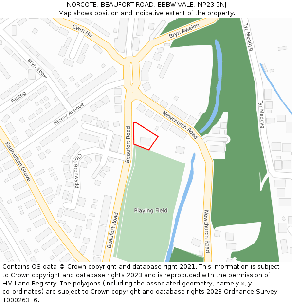 NORCOTE, BEAUFORT ROAD, EBBW VALE, NP23 5NJ: Location map and indicative extent of plot